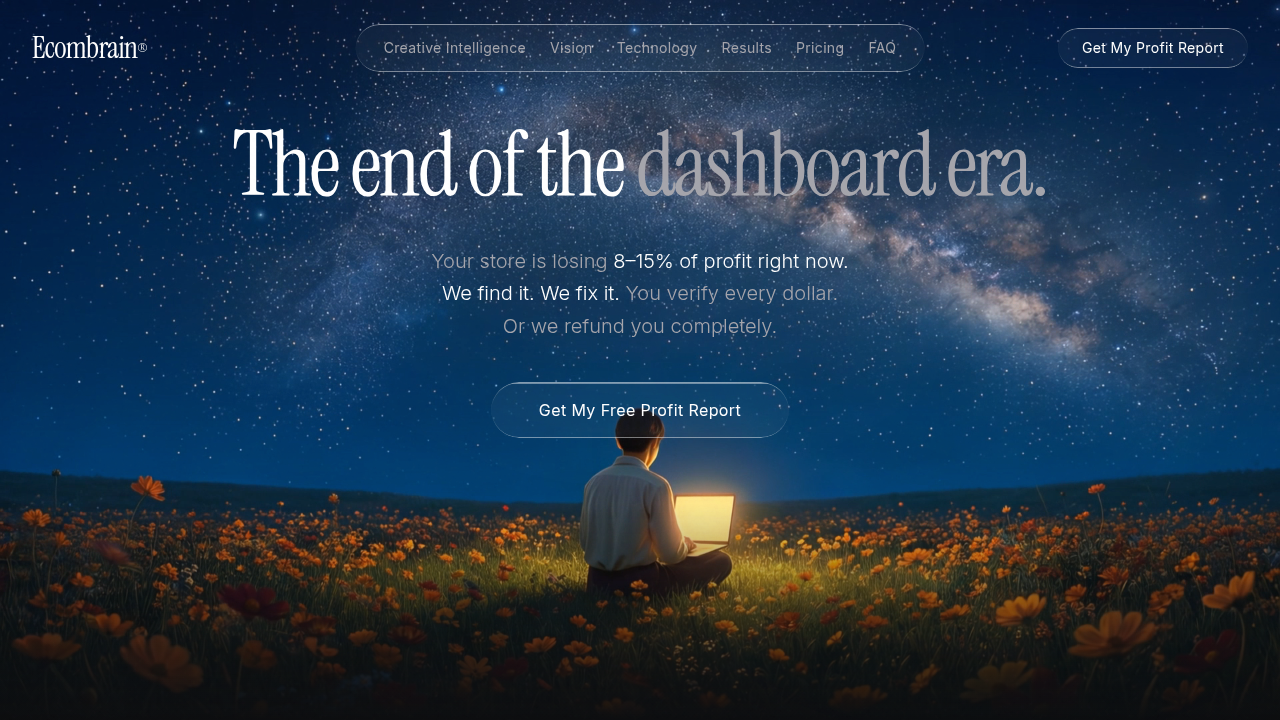 Strona główna Ecombrain, platformy do kompleksowego zarządzania i automatyzacji działalności e-commerce, wspierającej dropshipperów w skalowaniu biznesu.