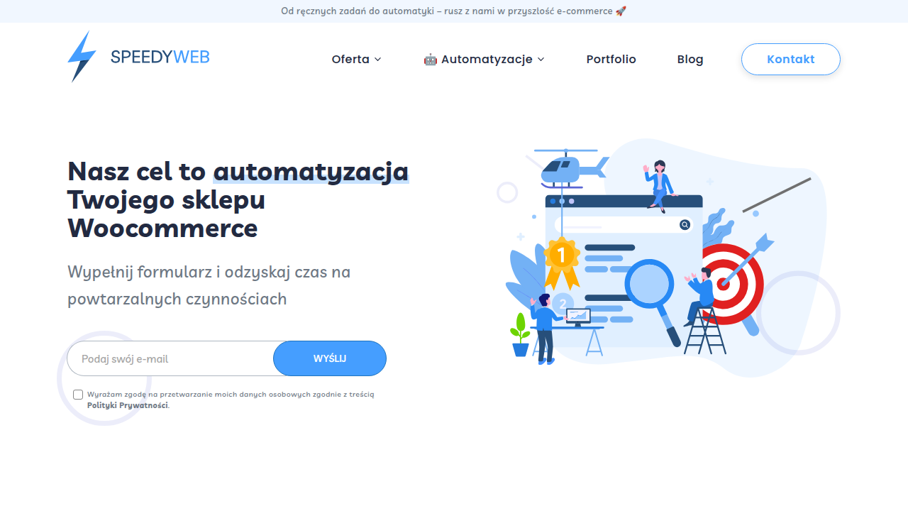 Strona główna Speedyweb.pl, firmy zajmującej się tworzeniem stron internetowych i e-commerce, odzwierciedlająca dynamiczny rozwój polskiego rynku zakupów online.