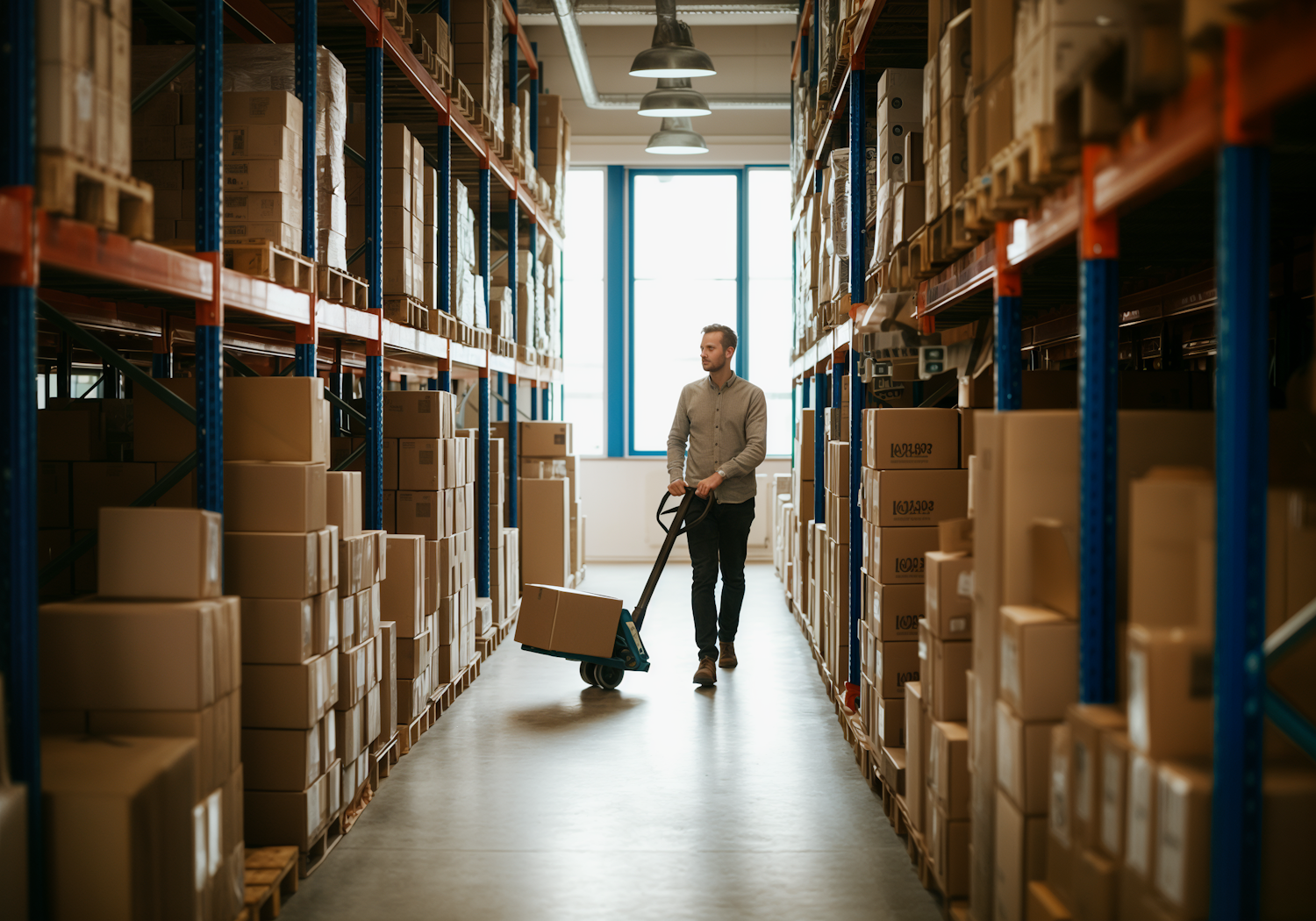 Osoba skupiona na ekranie komputera, zarządzająca zamówieniami i logistyką w dropshippingu, symbolizująca automatyzację i sprawność systemu.