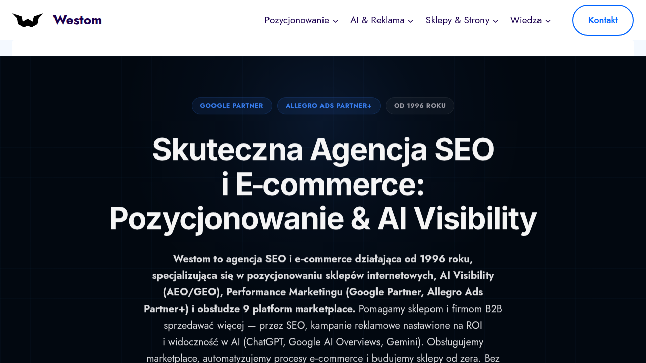 Screenshot of Westom.pl, a Polish e-commerce market analysis site, illustrating the rapid growth of online sales in Poland by 2026.