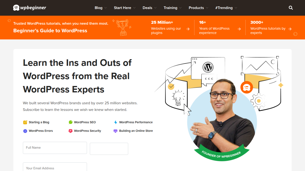 Screenshot of WPBeginner.com, showcasing a comparison of the best online course platforms, relevant for both creators and students of graphic design courses.
