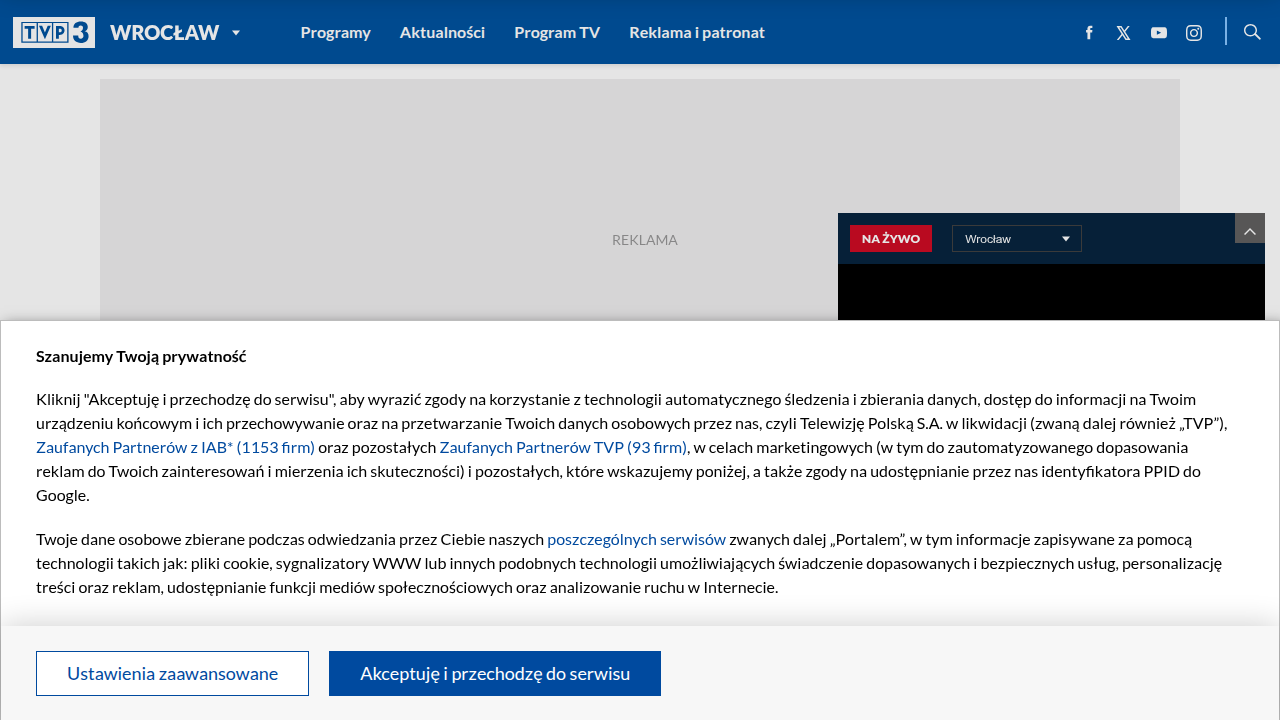 Strona główna TVP Wrocław, lokalnego źródła informacji o pogodzie dla regionu Dolnego Śląska.