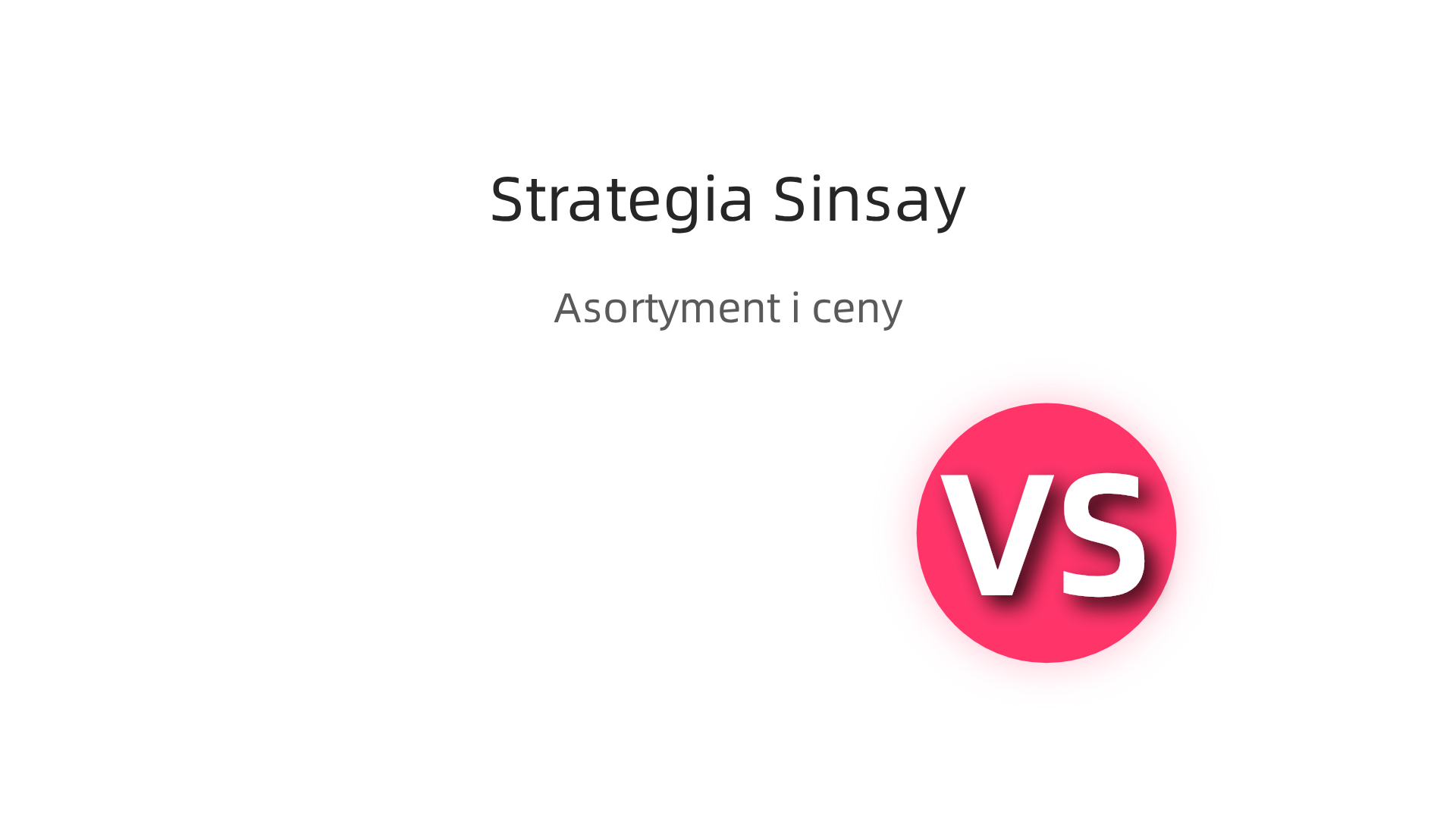 Infografika ilustrująca strategię Sinsay, obejmującą szeroki wybór produktów w niskich cenach, szybką rotację asortymentu oraz skupienie na niszowych trendach.