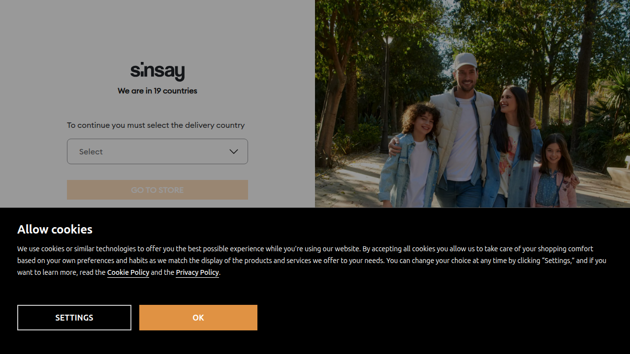 Strona główna Sinsay.com, prezentująca aktualne kolekcje i ofertę marki, która stała się inspiracją dla wielu przedsiębiorców.
