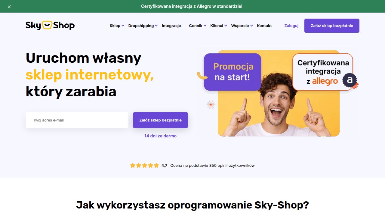 Strona główna Sky-Shop, platformy e-commerce z naciskiem na rozwiązania dla dropshippingu w Polsce.