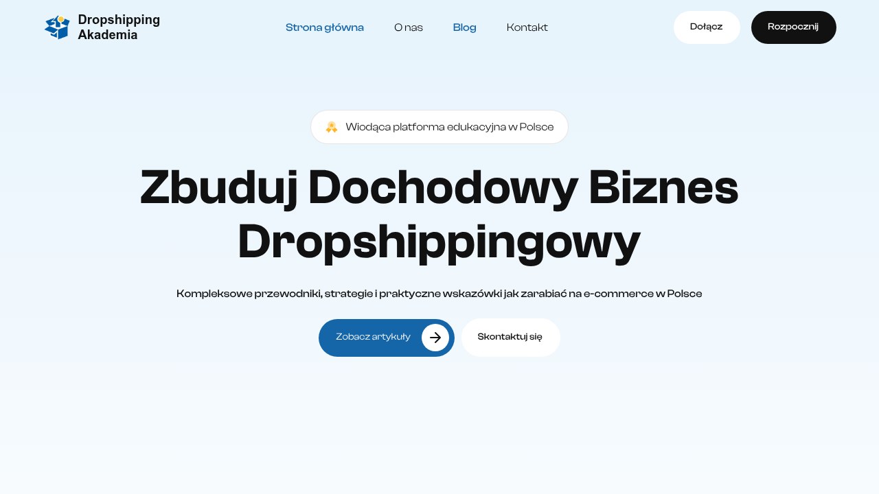 Strona główna DropshippingAkademia.pl, źródła poradników i strategii dla dropshipperów na polskim rynku e-commerce.